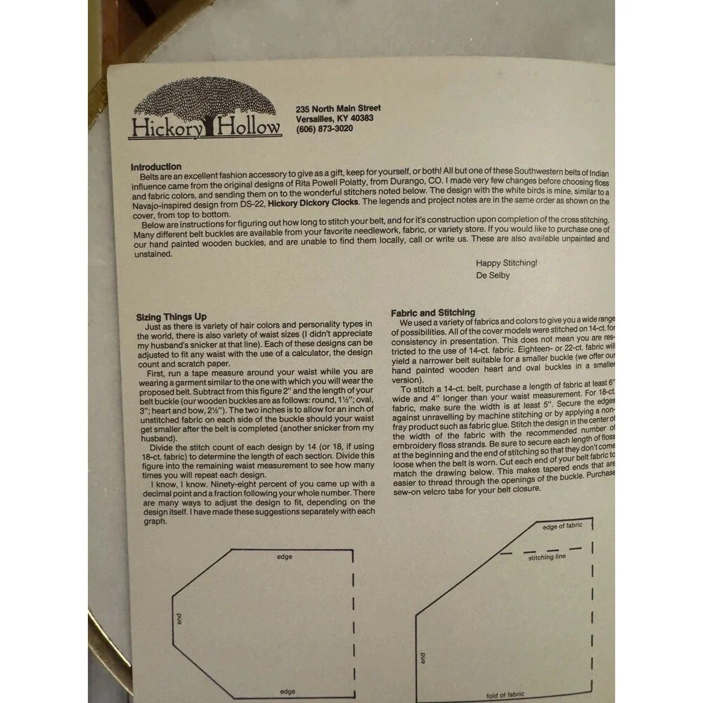 Hickory Hollow Belts Cross Stitch Leaflet South by Southwest DS-37 1988 Vintage